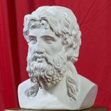 Alquiler busto de zeus en yeso colores azul claro, rosa y blanco